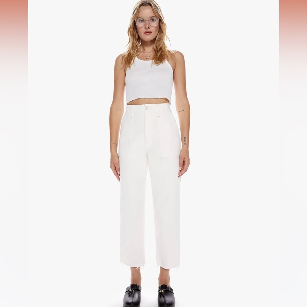 Mother Patch Pocket Private Ankle Fray Size 26 Nwt